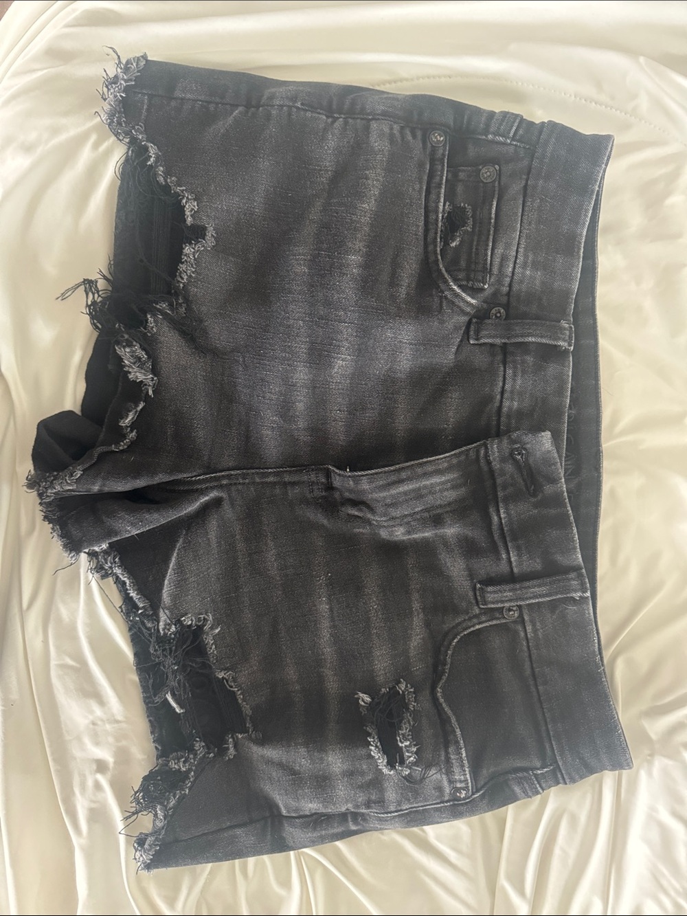 American Eagle Outfitters Black Distressed Denim Shorts